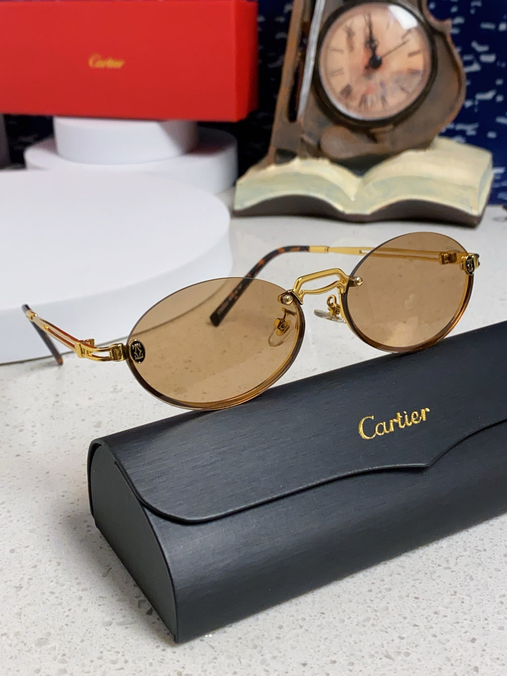 Cartier Lightweight Rimless Brown Lens Sunglasses for Men & Women - 382798 - detail image 11