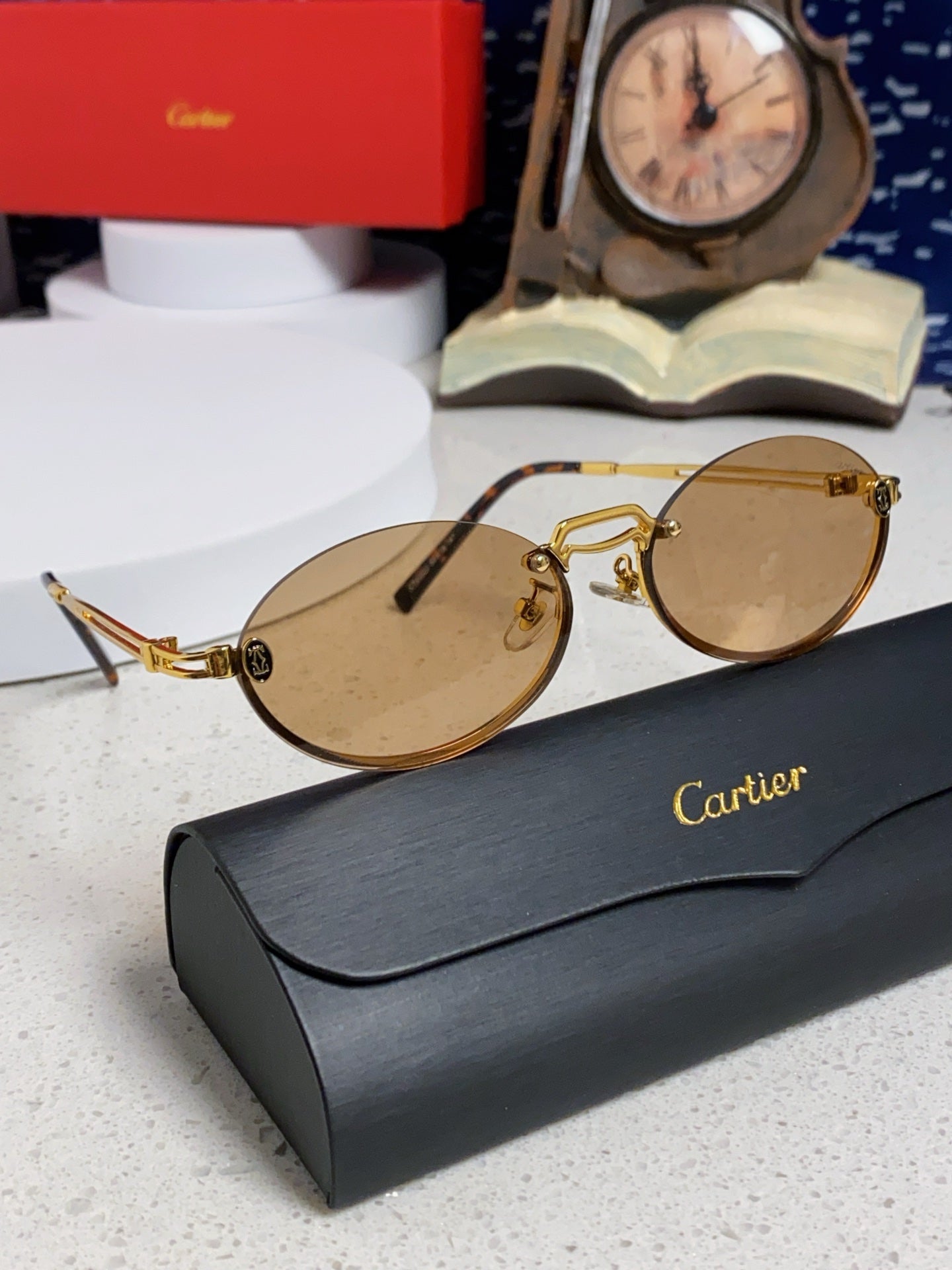 Cartier Lightweight Rimless Brown Lens Sunglasses for Men & Women - 382798 - detail image 11