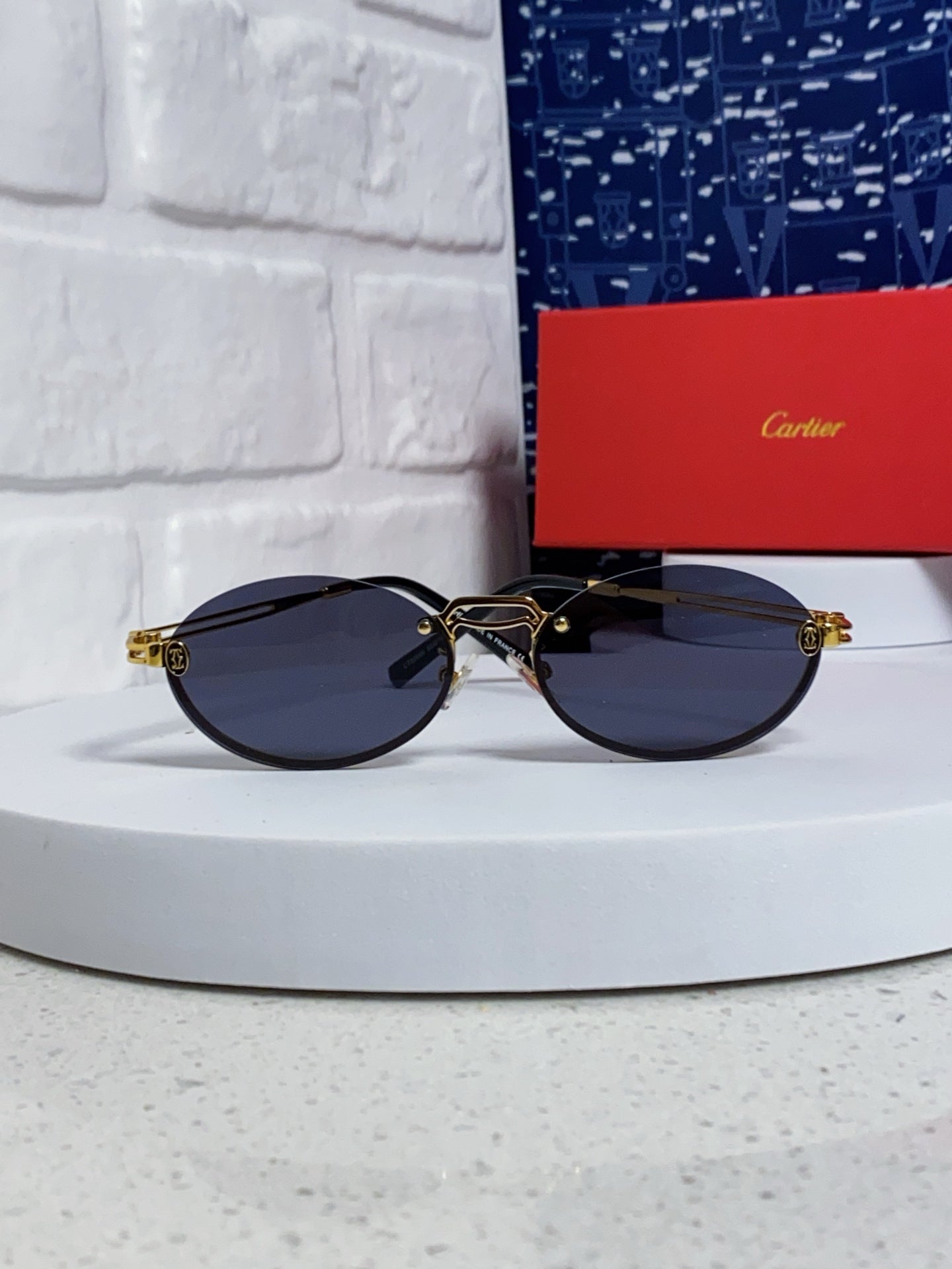 Cartier Lightweight Rimless Blue Lens Sunglasses for Men & Women - 382799 - detail image 2