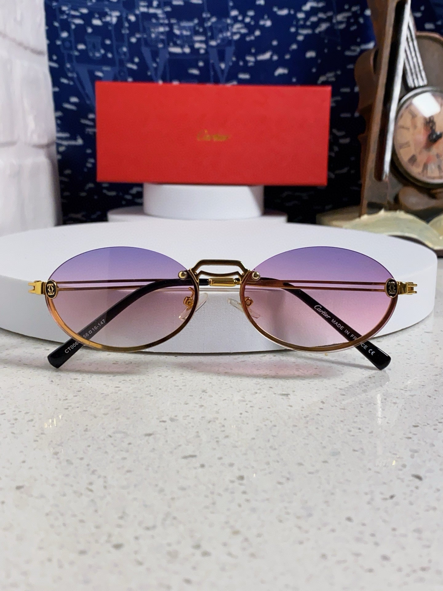 Cartier Lightweight Rimless Silver Lens Sunglasses for Men & Women - 382795 - detail image 10