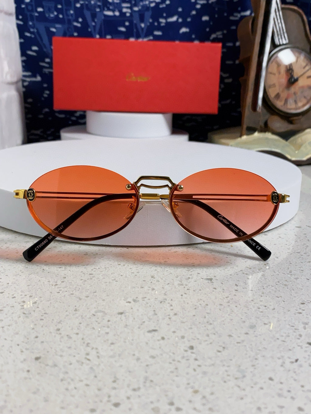 Cartier Lightweight Rimless Pink Lens Sunglasses for Men & Women - 382796 - detail image 9