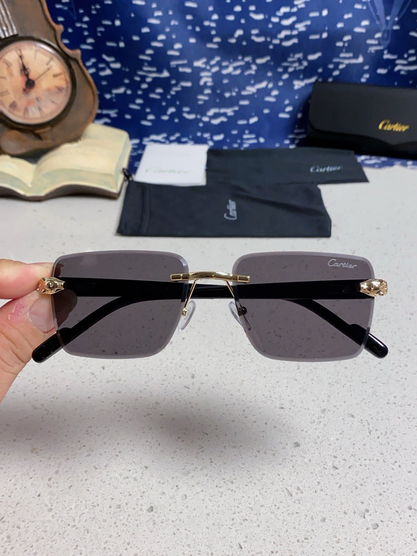 Cartier Fashion Black Lens Sunglasses for Men & Women - 382803 - detail image 3