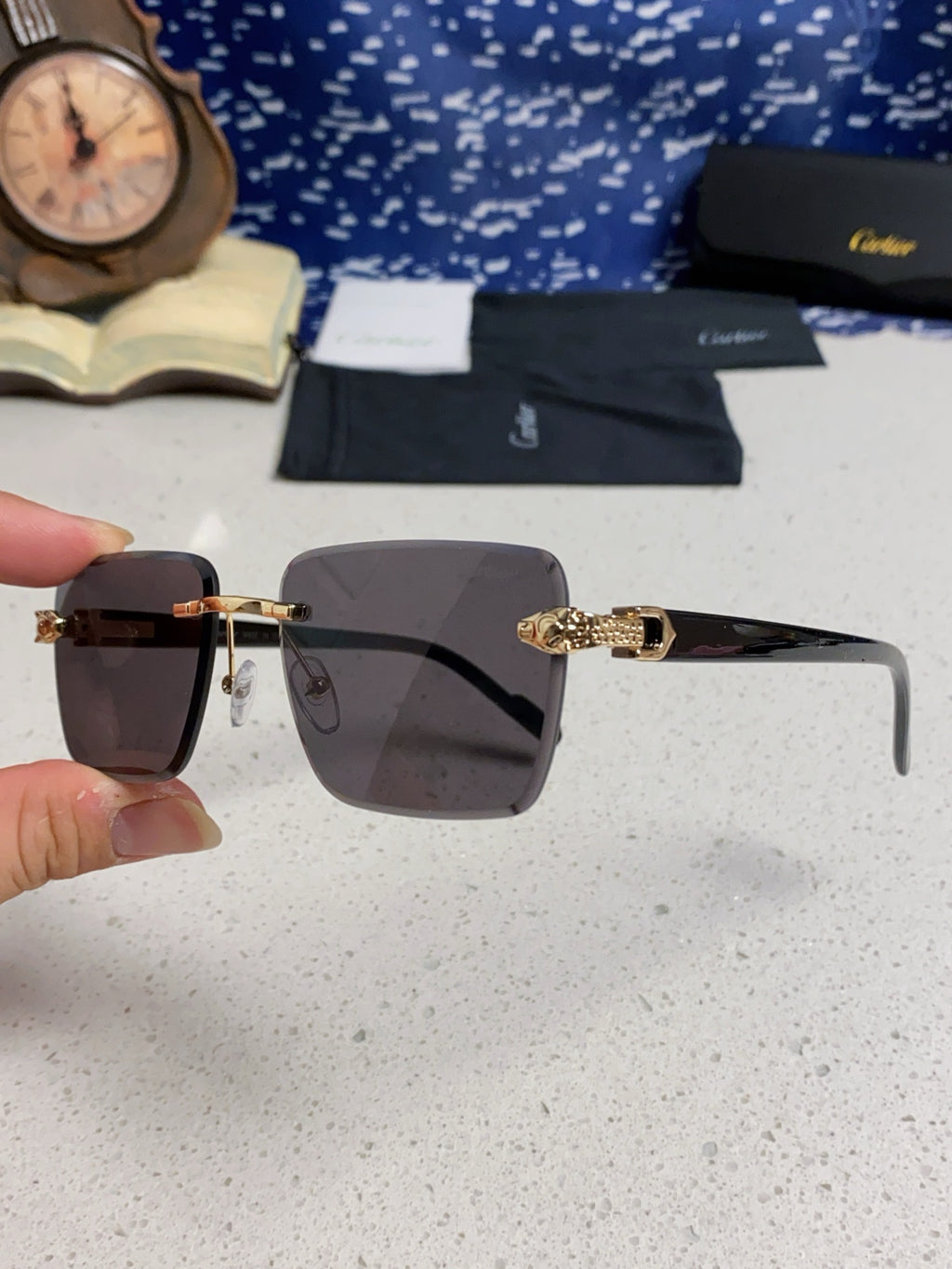 Cartier Fashion Black Lens Sunglasses for Men & Women - 382803 - detail image 5