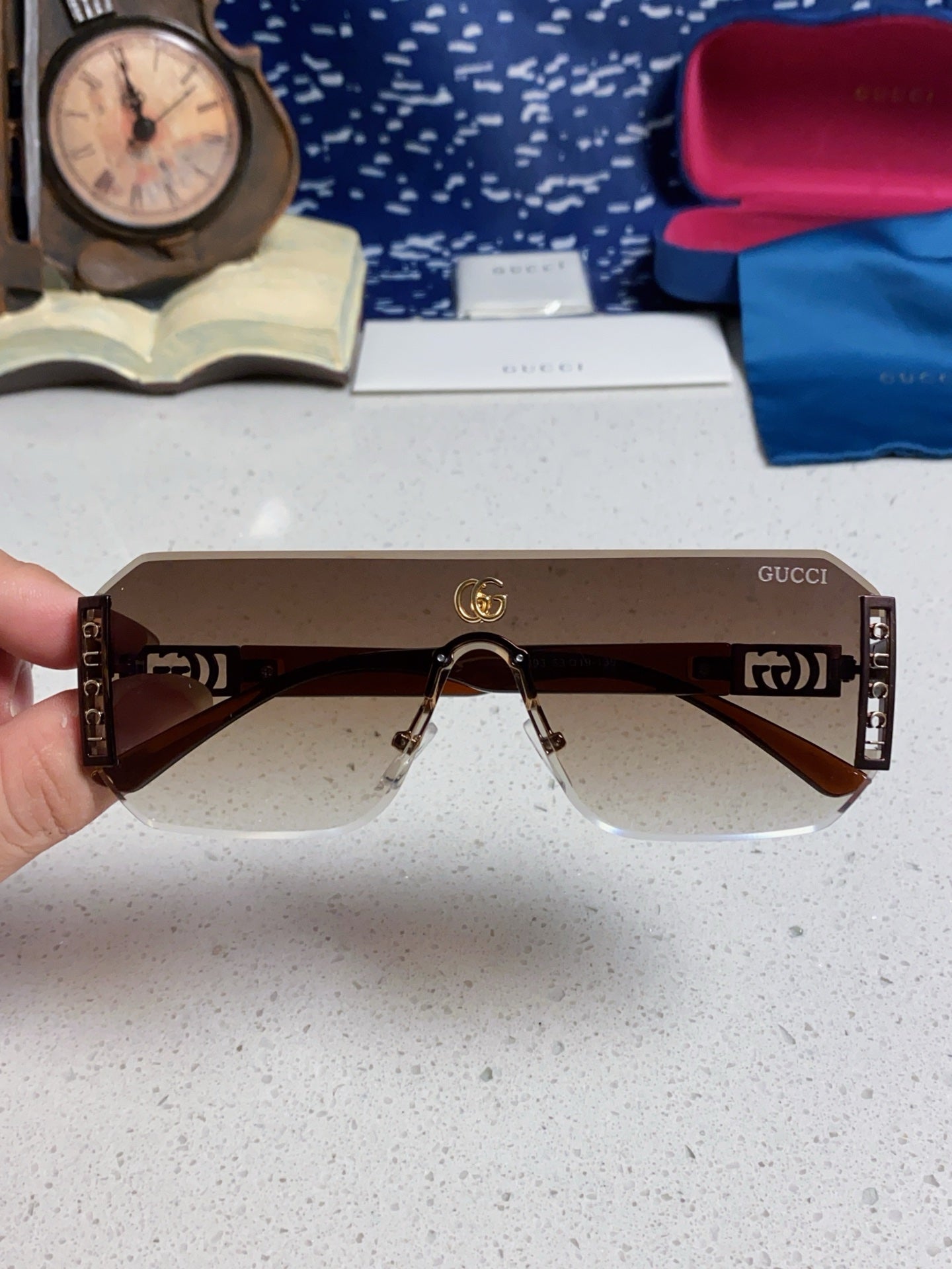 Gucci Polarized Rimless Silver Lens Sunglasses for Men & Women - 382053 - detail image 4