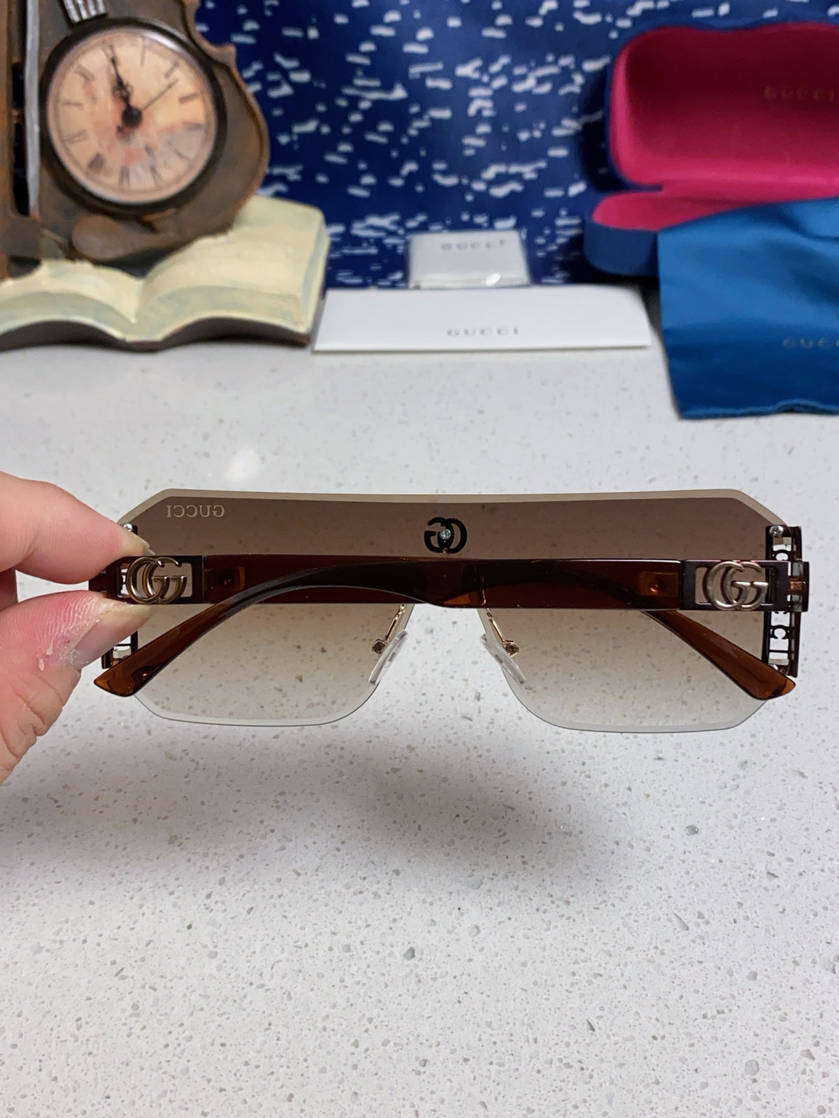 Gucci Polarized Rimless Silver Lens Sunglasses for Men & Women - 382053 - detail image 5