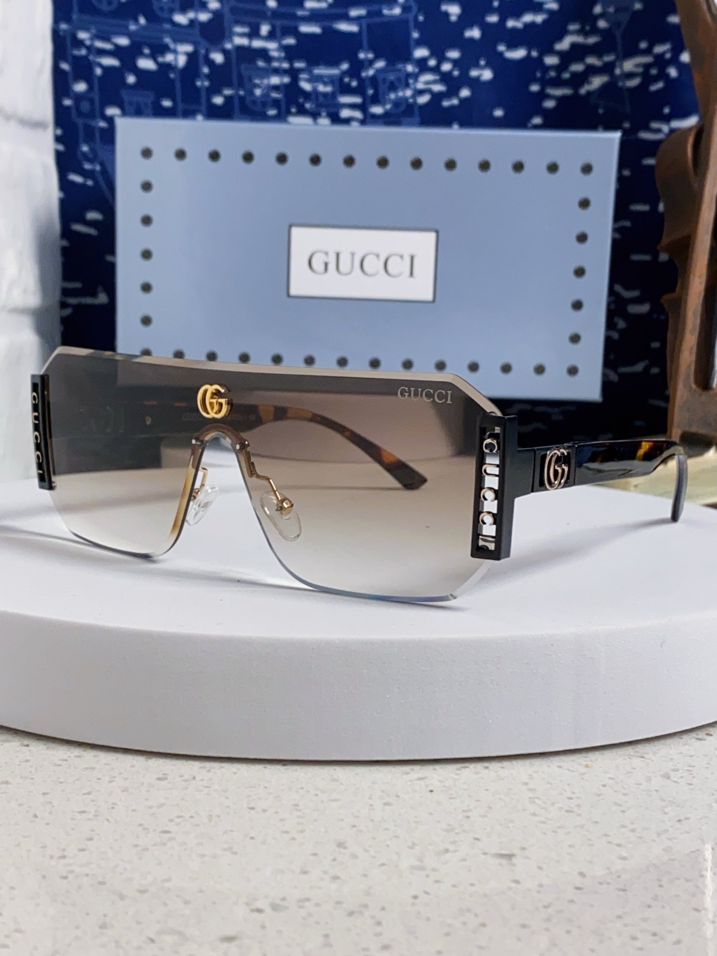 Gucci Polarized Rimless Silver Lens Sunglasses for Men & Women - 382054