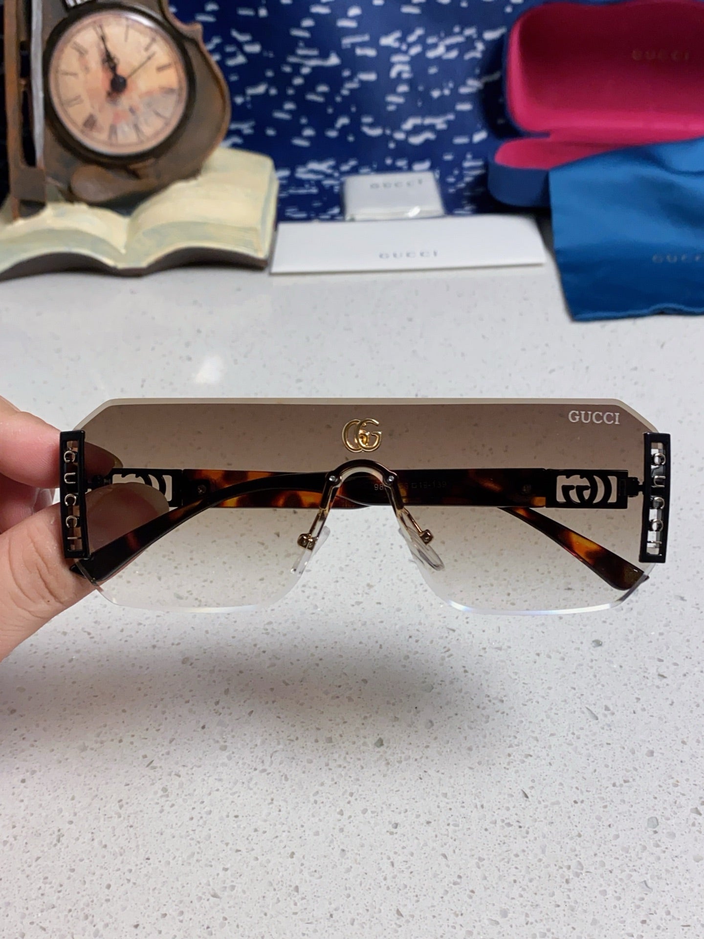 Gucci Polarized Rimless Silver Lens Sunglasses for Men & Women - 382054 - detail image 4