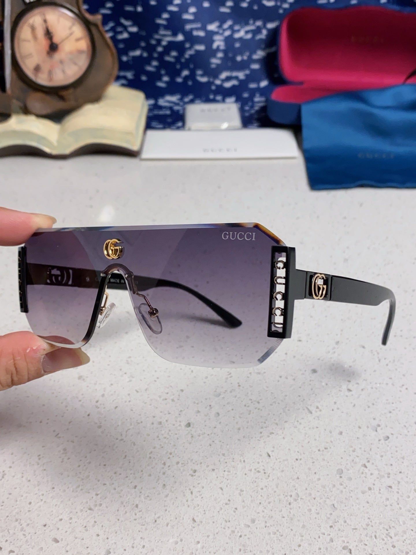 Gucci Polarized Rimless Silver Lens Sunglasses for Men & Women - 382055 - detail image 6