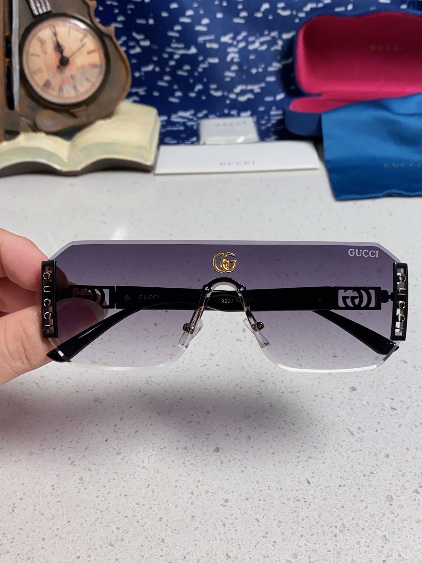 Gucci Polarized Rimless Silver Lens Sunglasses for Men & Women - 382055 - detail image 4
