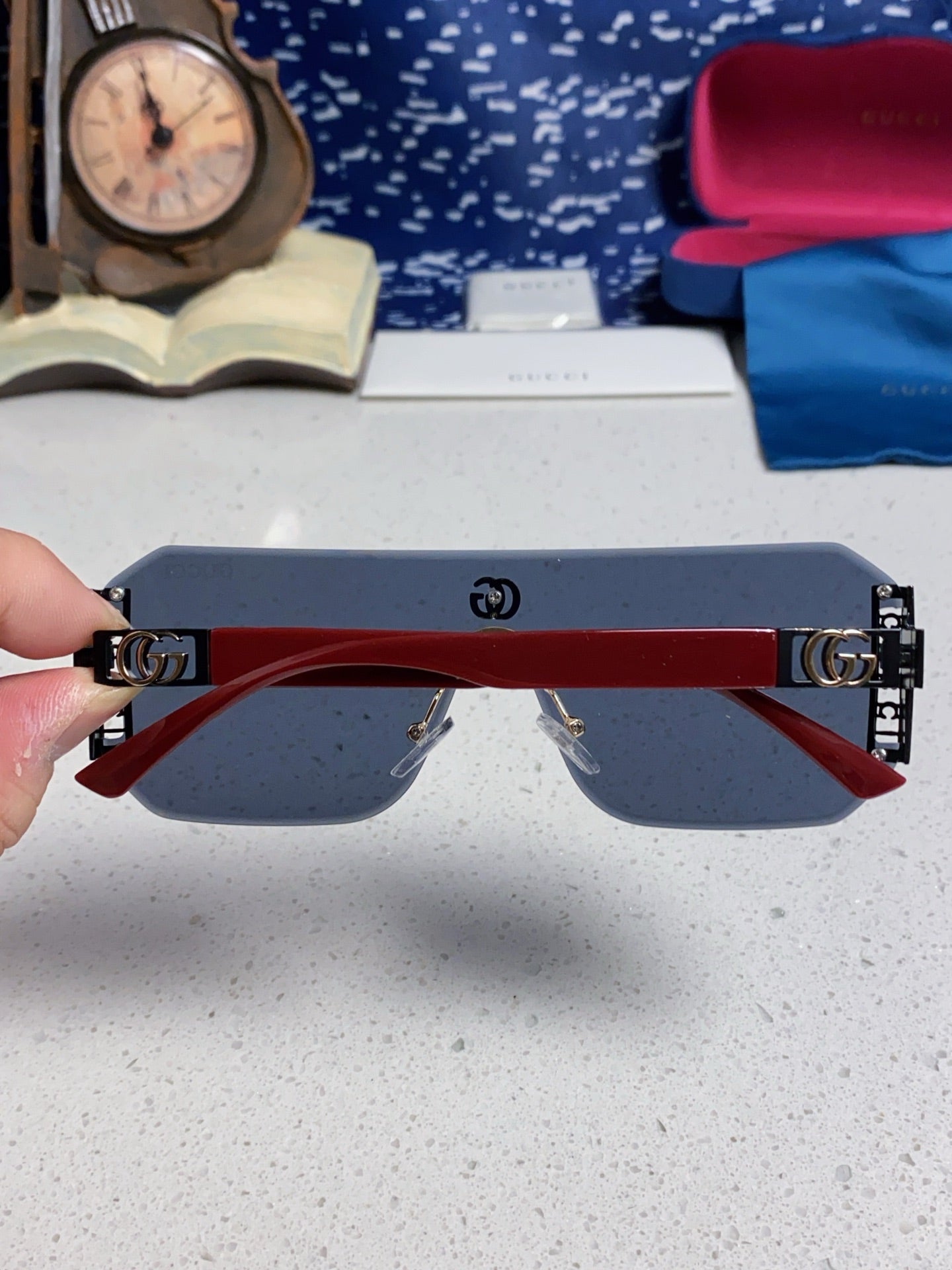 Gucci Polarized Rimless Blue Lens Sunglasses for Men & Women - 382056 - detail image 5