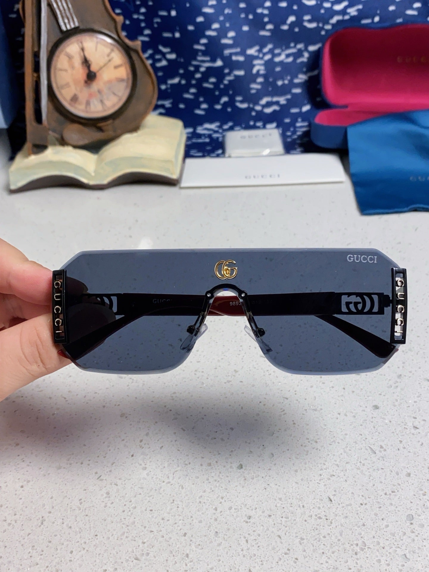 Gucci Polarized Rimless Blue Lens Sunglasses for Men & Women - 382056 - detail image 4