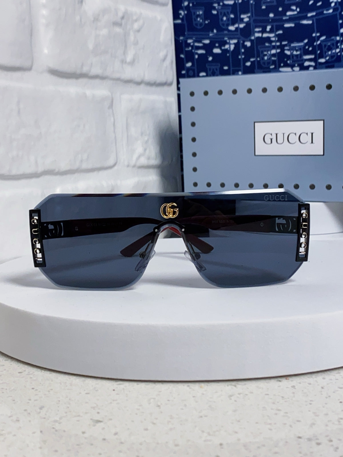 Gucci Polarized Rimless Blue Lens Sunglasses for Men & Women - 382056 - detail image 2