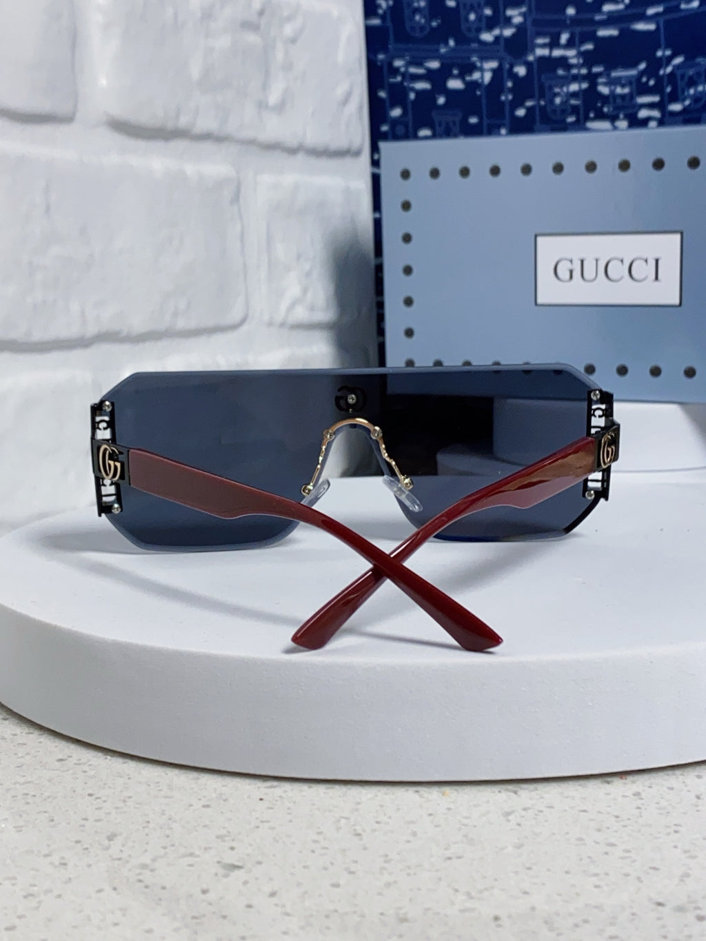 Gucci Polarized Rimless Blue Lens Sunglasses for Men & Women - 382056 - detail image 3