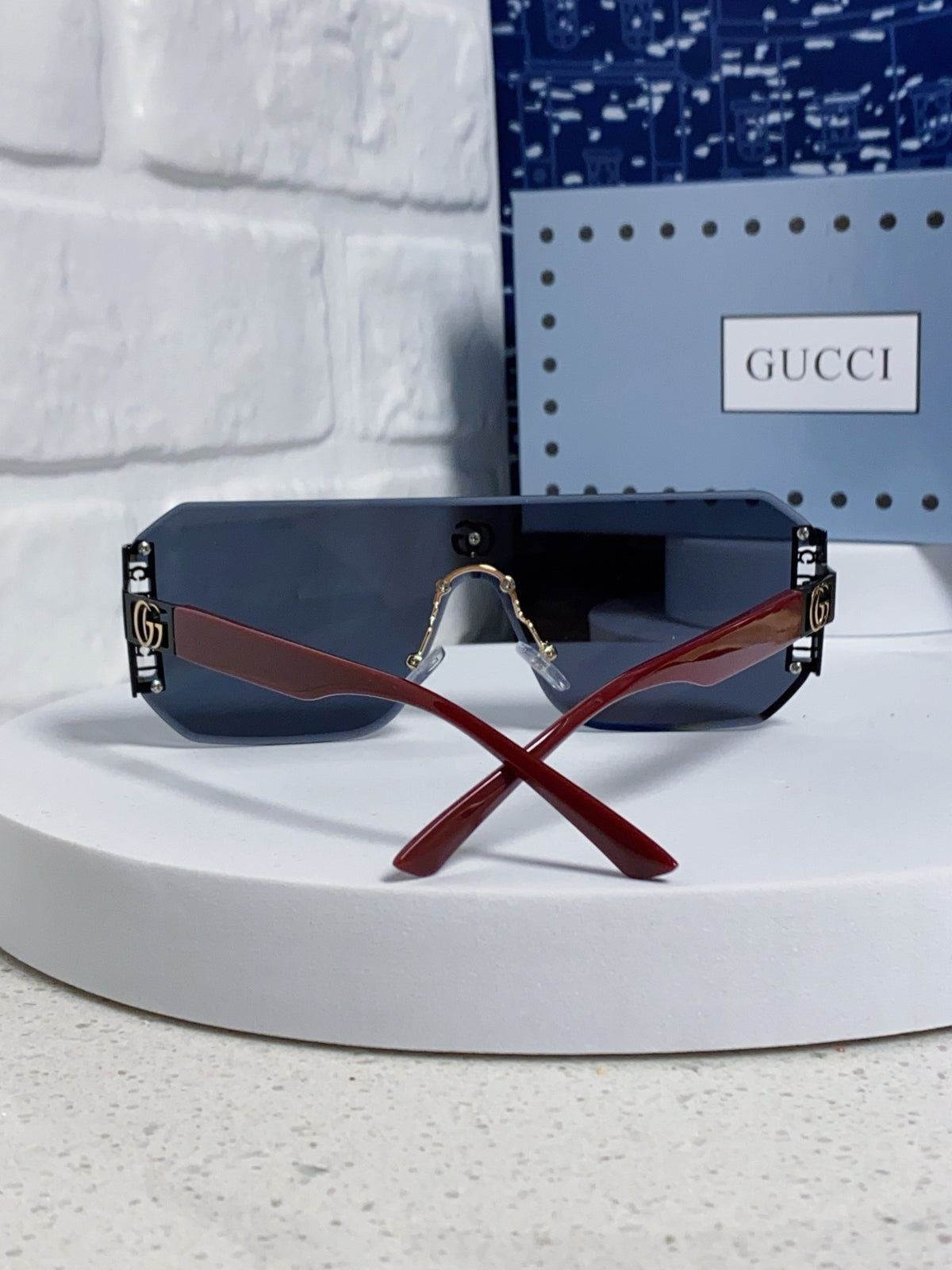 Gucci Polarized Rimless Blue Lens Sunglasses for Men & Women - 382056 - detail image 3