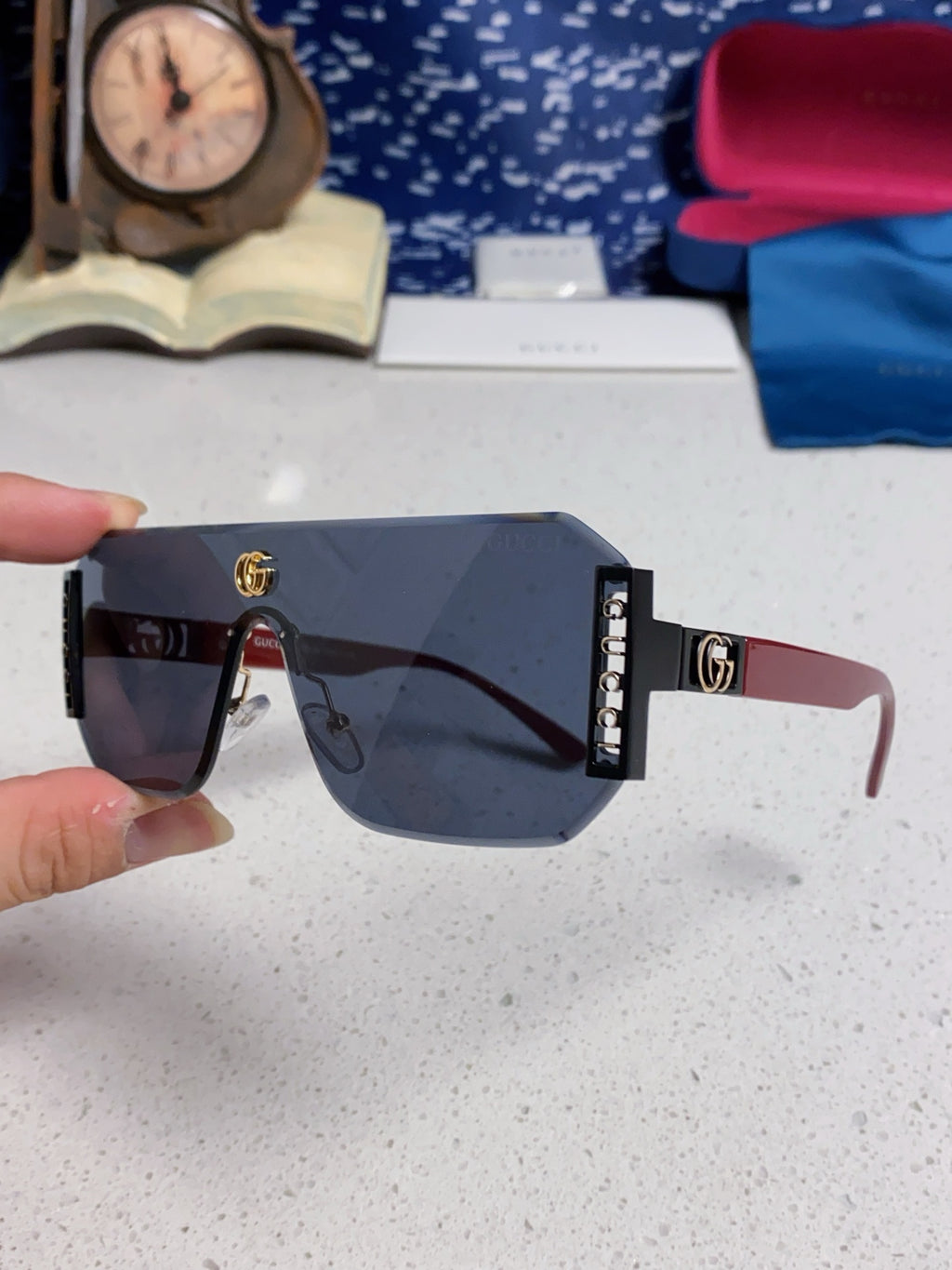 Gucci Polarized Rimless Blue Lens Sunglasses for Men & Women - 382056 - detail image 6