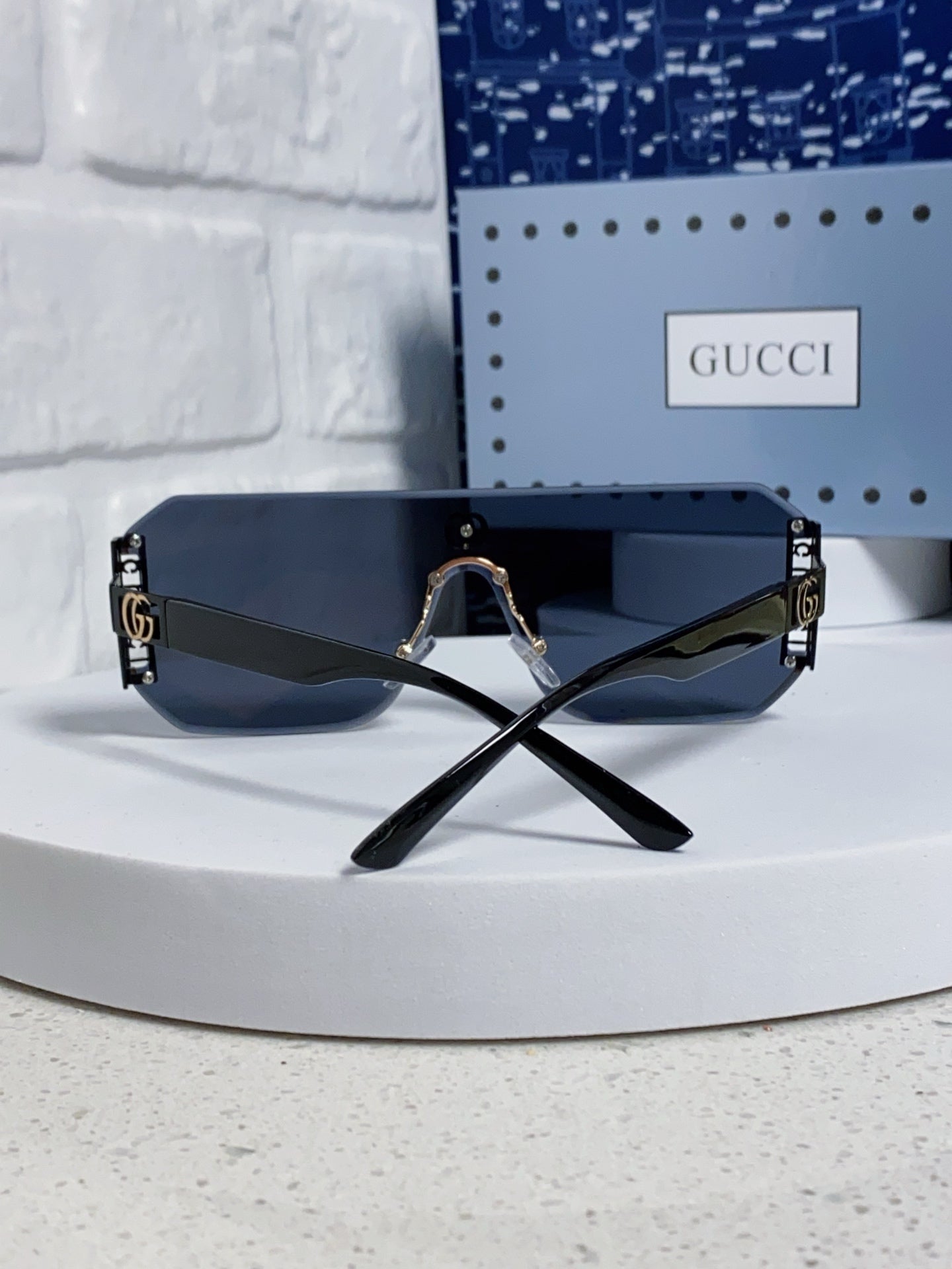 Gucci Polarized Rimless Blue Lens Sunglasses for Men & Women - 382057 - detail image 3