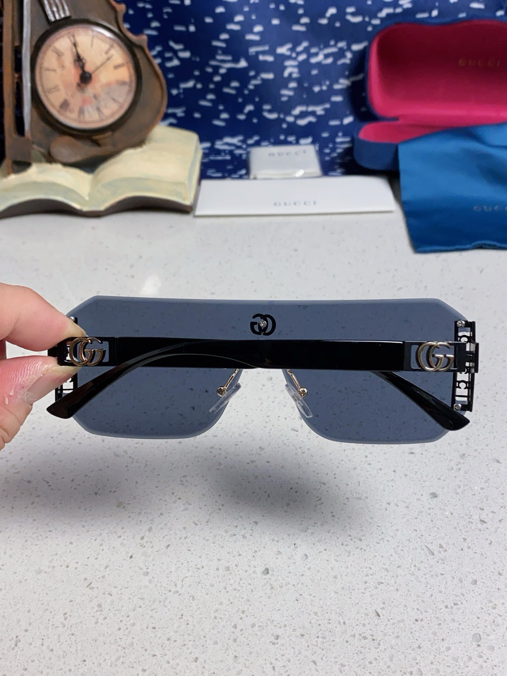 Gucci Polarized Rimless Blue Lens Sunglasses for Men & Women - 382057 - detail image 5