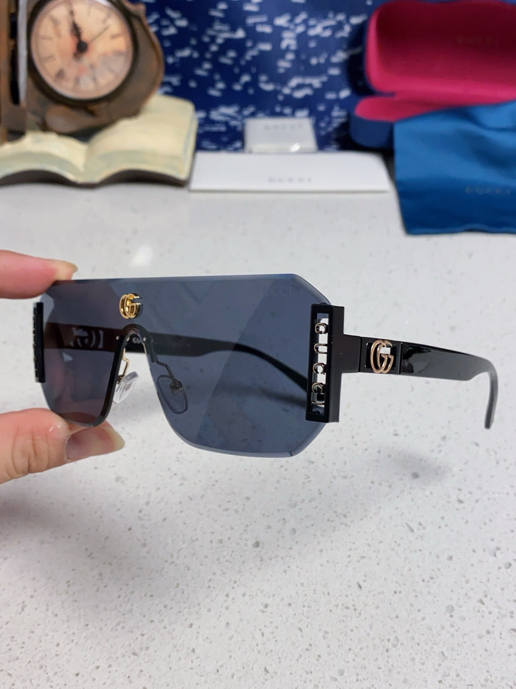 Gucci Polarized Rimless Blue Lens Sunglasses for Men & Women - 382057 - detail image 6