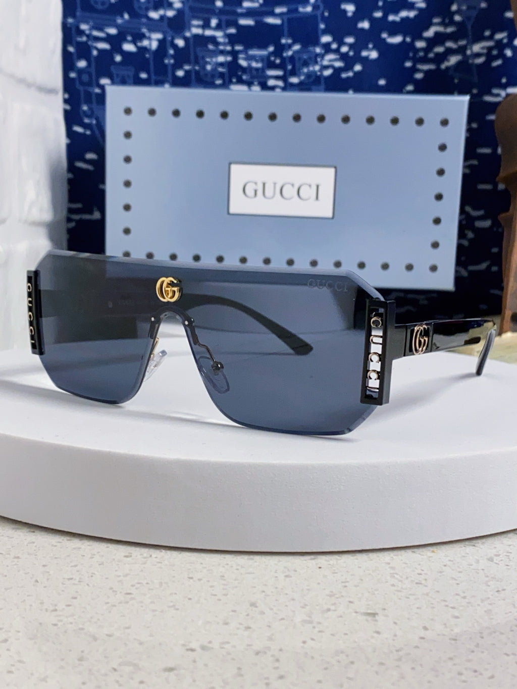 Gucci Polarized Rimless Blue Lens Sunglasses for Men & Women - 382057