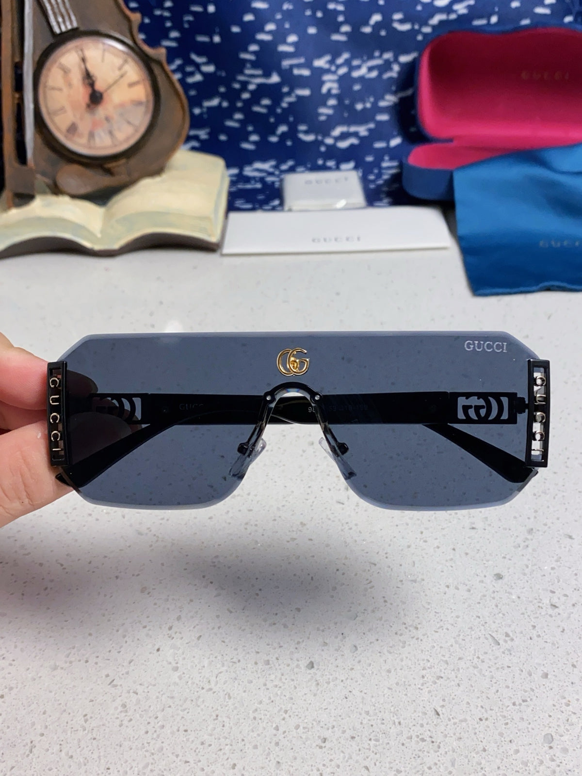 Gucci Polarized Rimless Blue Lens Sunglasses for Men & Women - 382057 - detail image 4