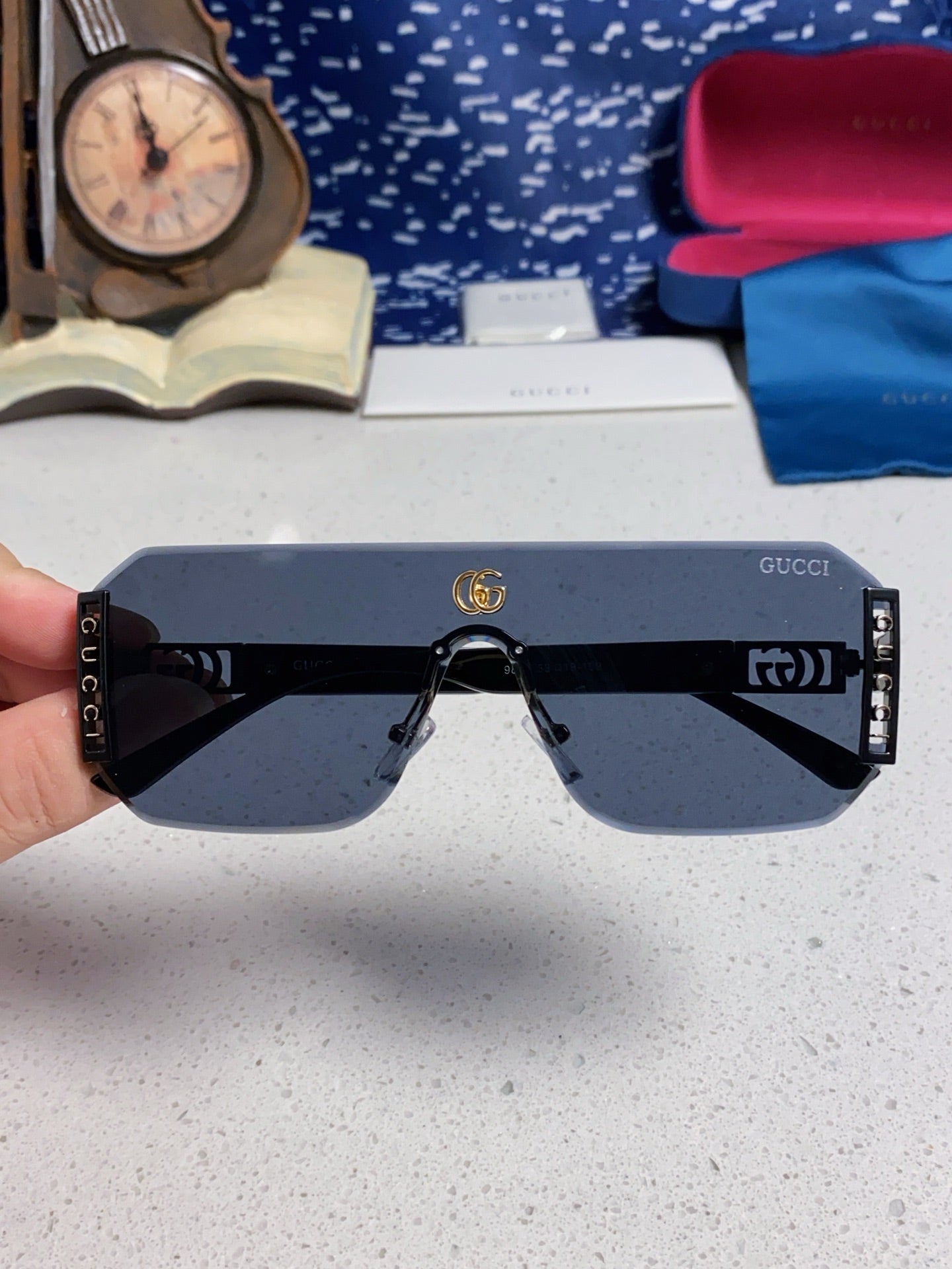 Gucci Polarized Rimless Blue Lens Sunglasses for Men & Women - 382057 - detail image 4