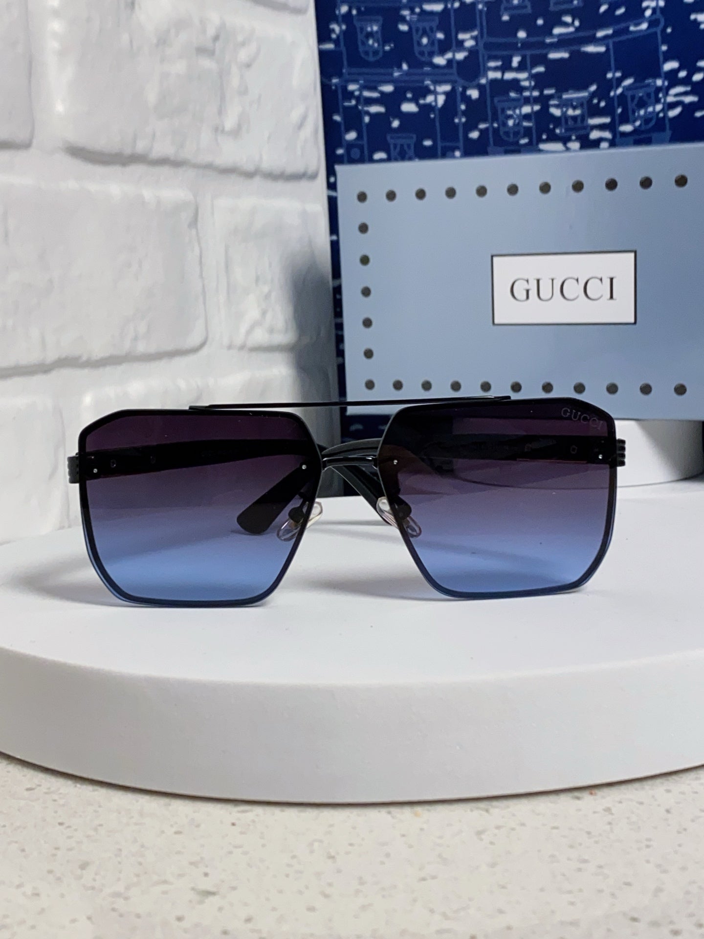 Gucci Polarized Rimless Blue Lens Sunglasses for Men & Women - 382058 - detail image 2