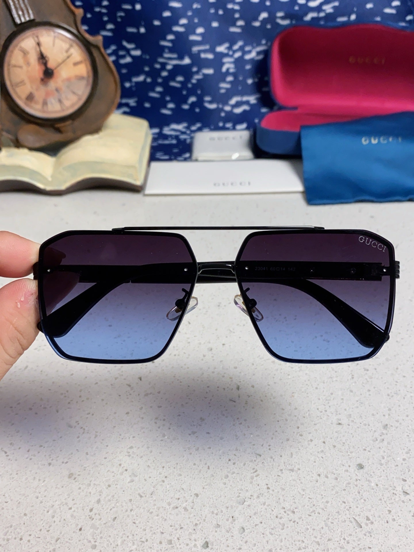 Gucci Polarized Rimless Blue Lens Sunglasses for Men & Women - 382058 - detail image 4