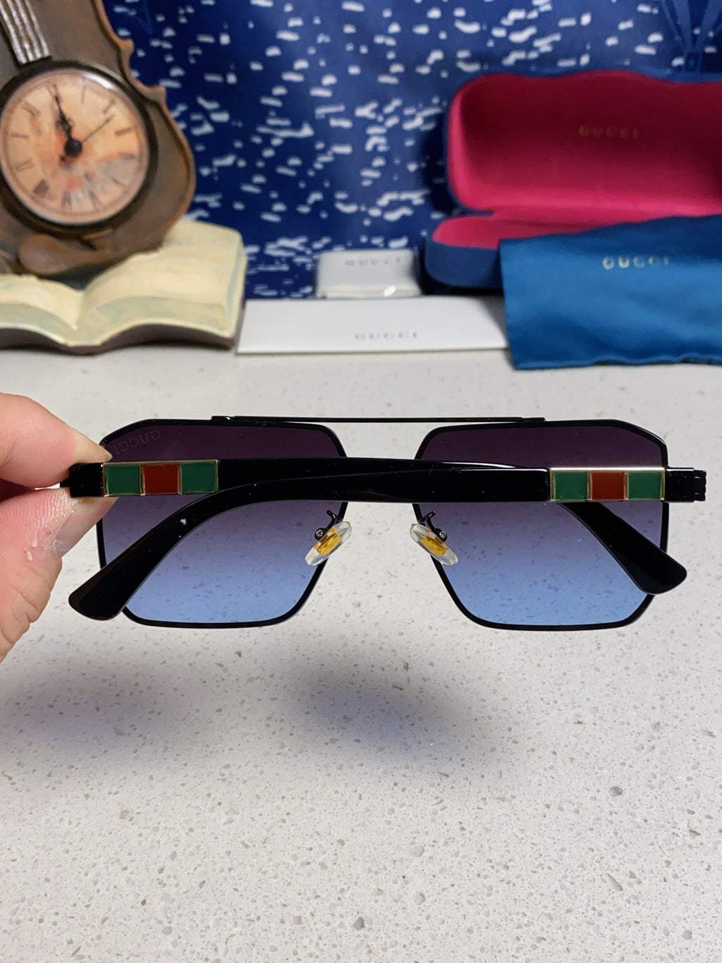 Gucci Polarized Rimless Blue Lens Sunglasses for Men & Women - 382058 - detail image 5
