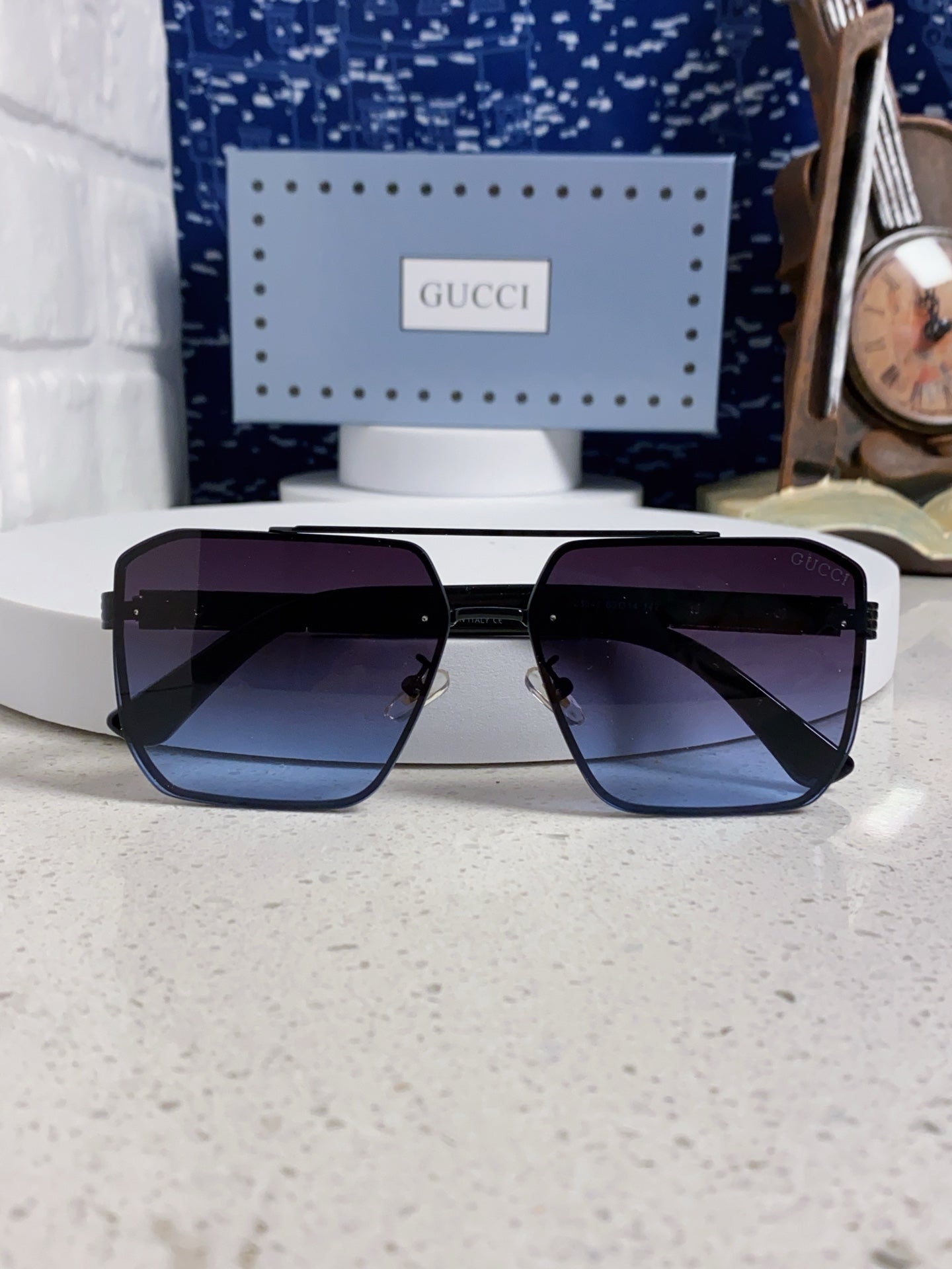 Gucci Polarized Rimless Blue Lens Sunglasses for Men & Women - 382058 - detail image 9