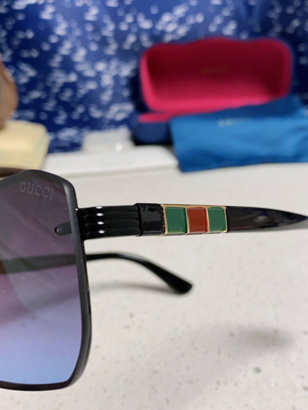 Gucci Polarized Rimless Blue Lens Sunglasses for Men & Women - 382058 - detail image 7