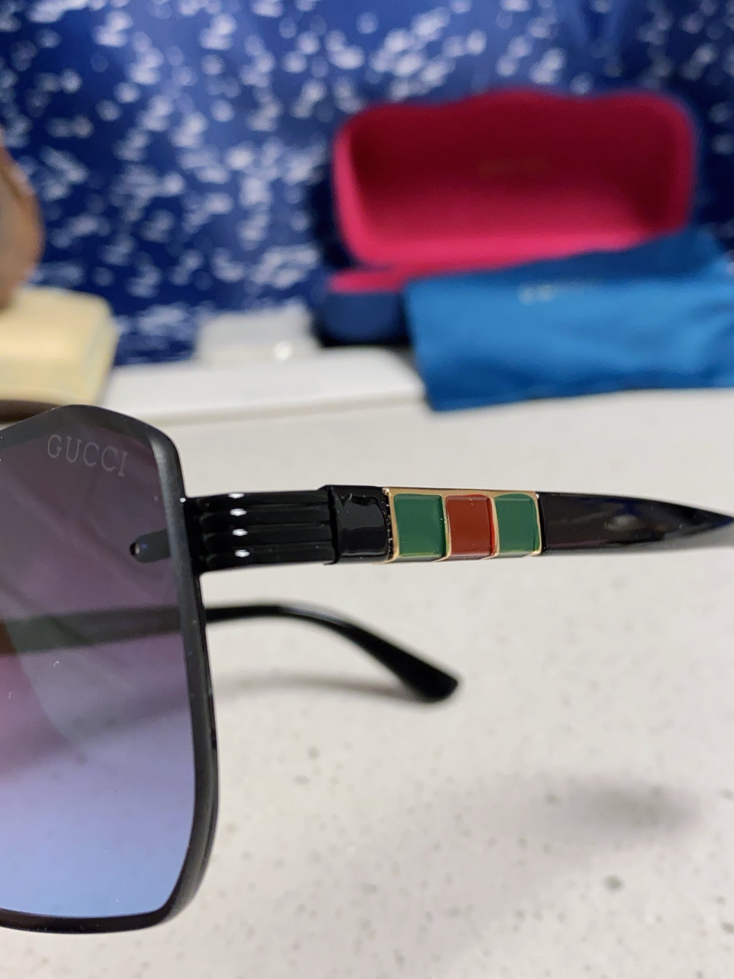 Gucci Polarized Rimless Blue Lens Sunglasses for Men & Women - 382058 - detail image 7