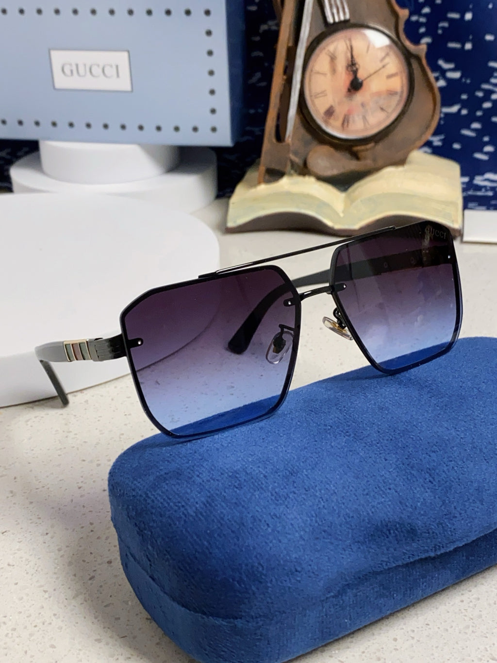 Gucci Polarized Rimless Blue Lens Sunglasses for Men & Women - 382058 - detail image 10