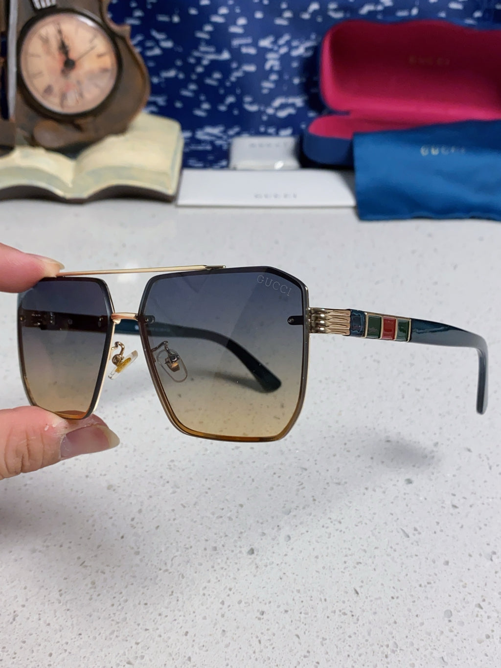 Gucci Polarized Rimless Silver Lens Sunglasses for Men & Women - 382060 - detail image 6