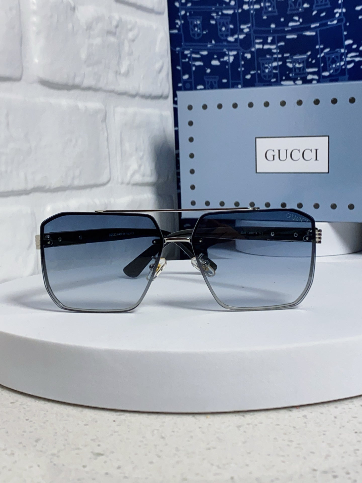 Gucci Polarized Rimless Blue Lens Sunglasses for Men & Women - 382061 - detail image 2
