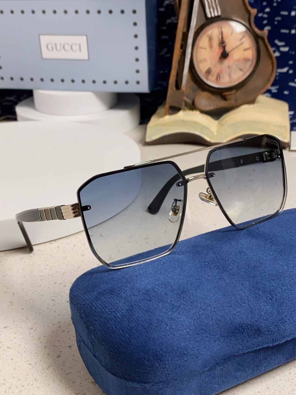 Gucci Polarized Rimless Blue Lens Sunglasses for Men & Women - 382061 - detail image 10