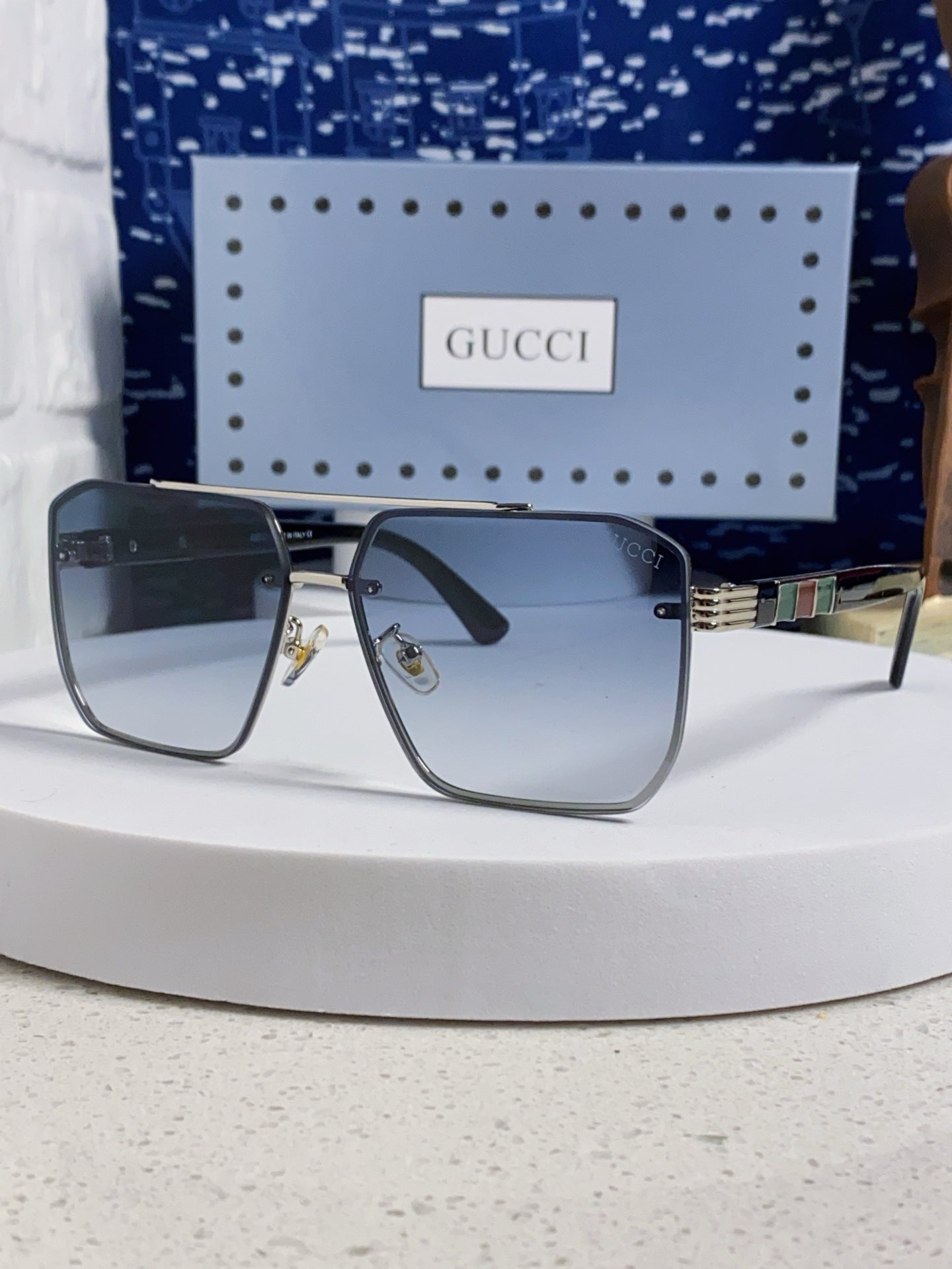 Gucci Polarized Rimless Blue Lens Sunglasses for Men & Women - 382061