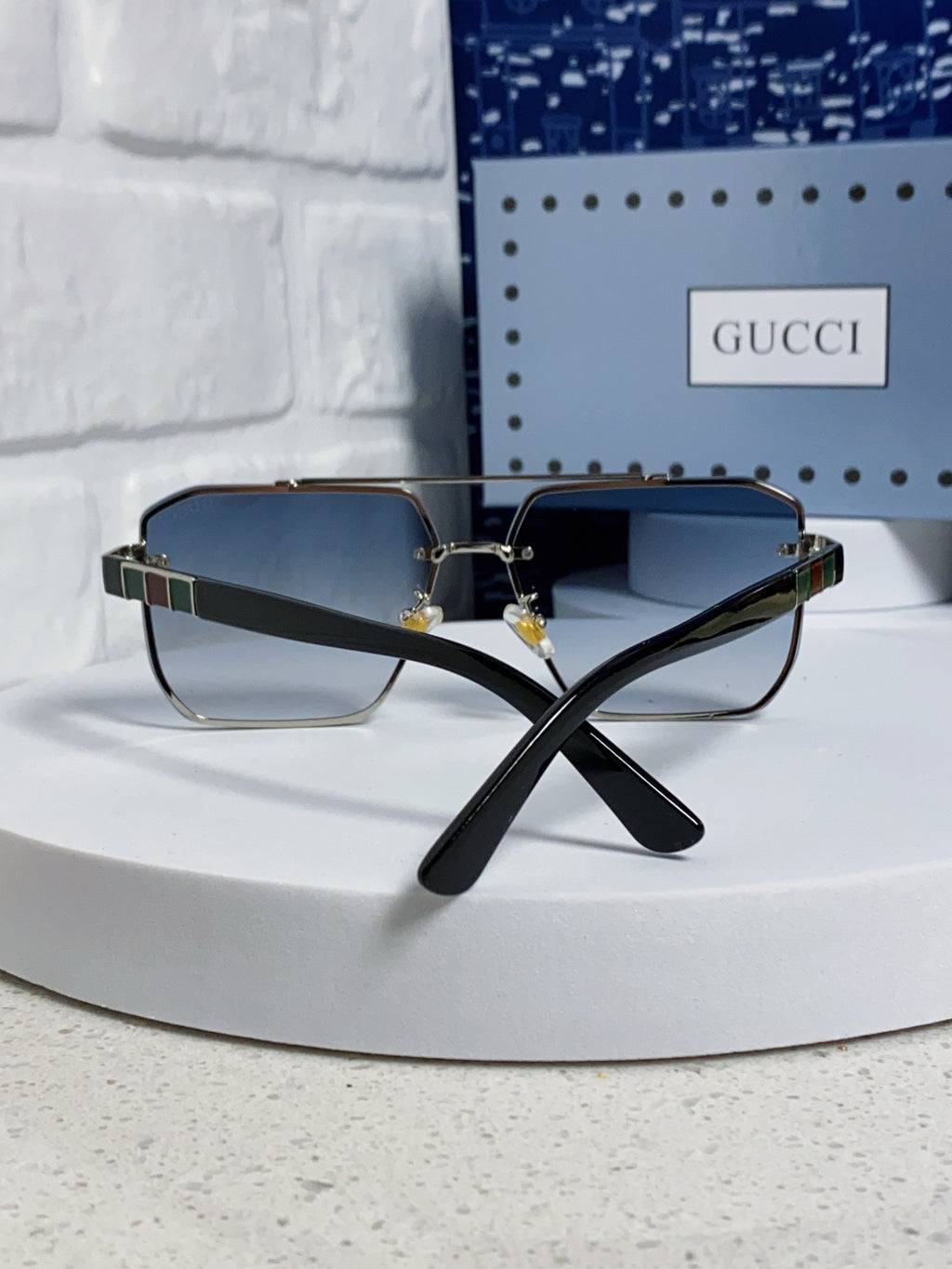 Gucci Polarized Rimless Blue Lens Sunglasses for Men & Women - 382061 - detail image 3