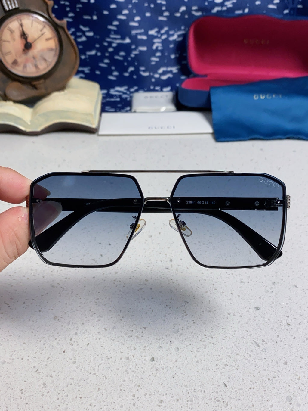 Gucci Polarized Rimless Blue Lens Sunglasses for Men & Women - 382061 - detail image 4