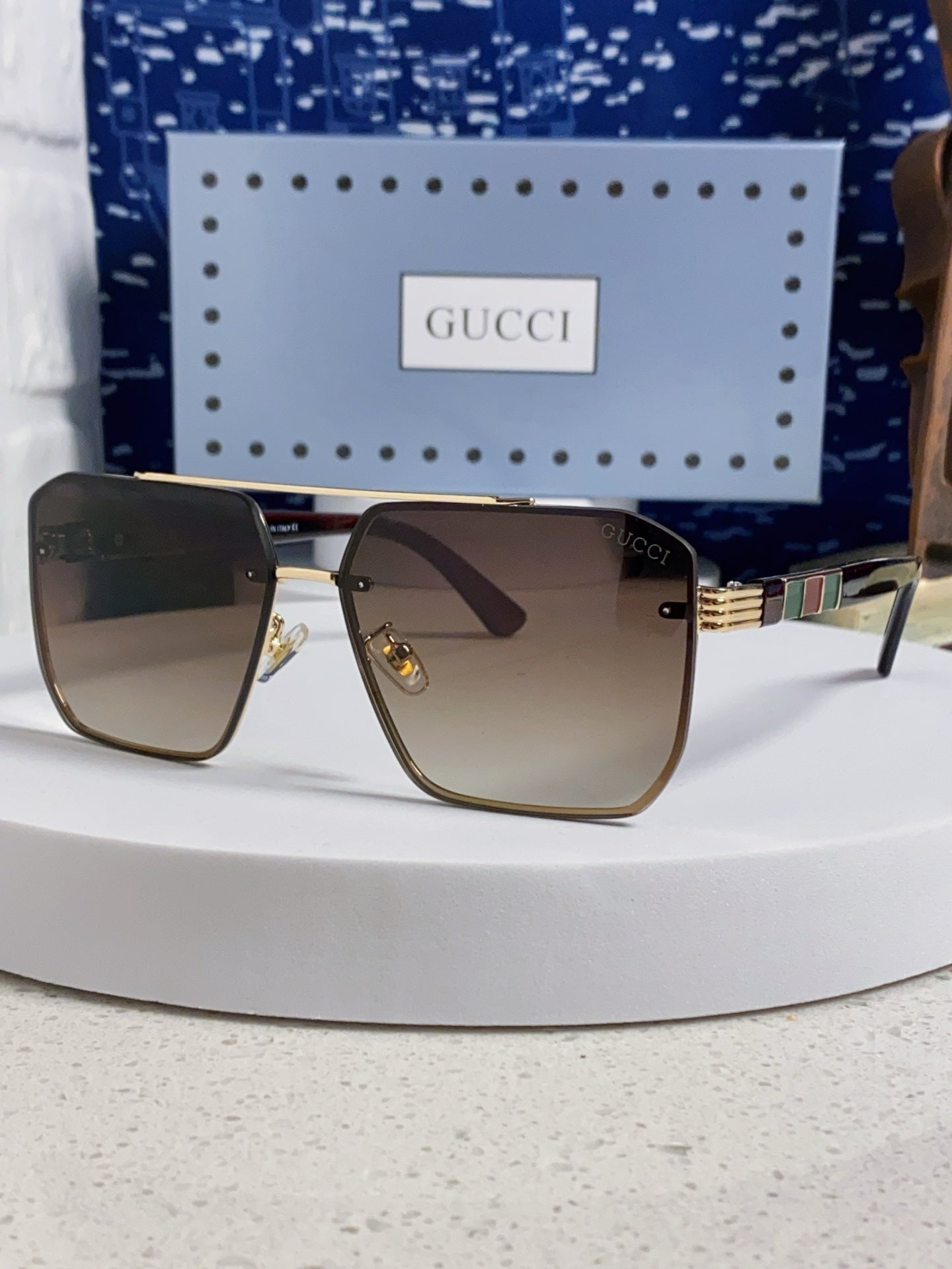 Gucci Polarized Rimless Brown Lens Sunglasses for Men & Women
