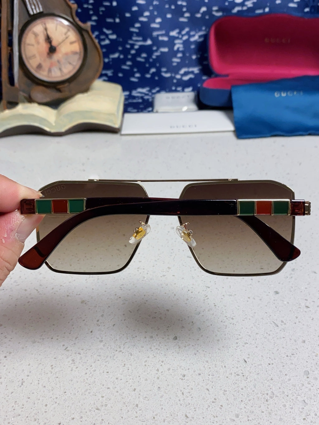 Gucci Polarized Rimless Brown Lens Sunglasses for Men & Women - detail image 5