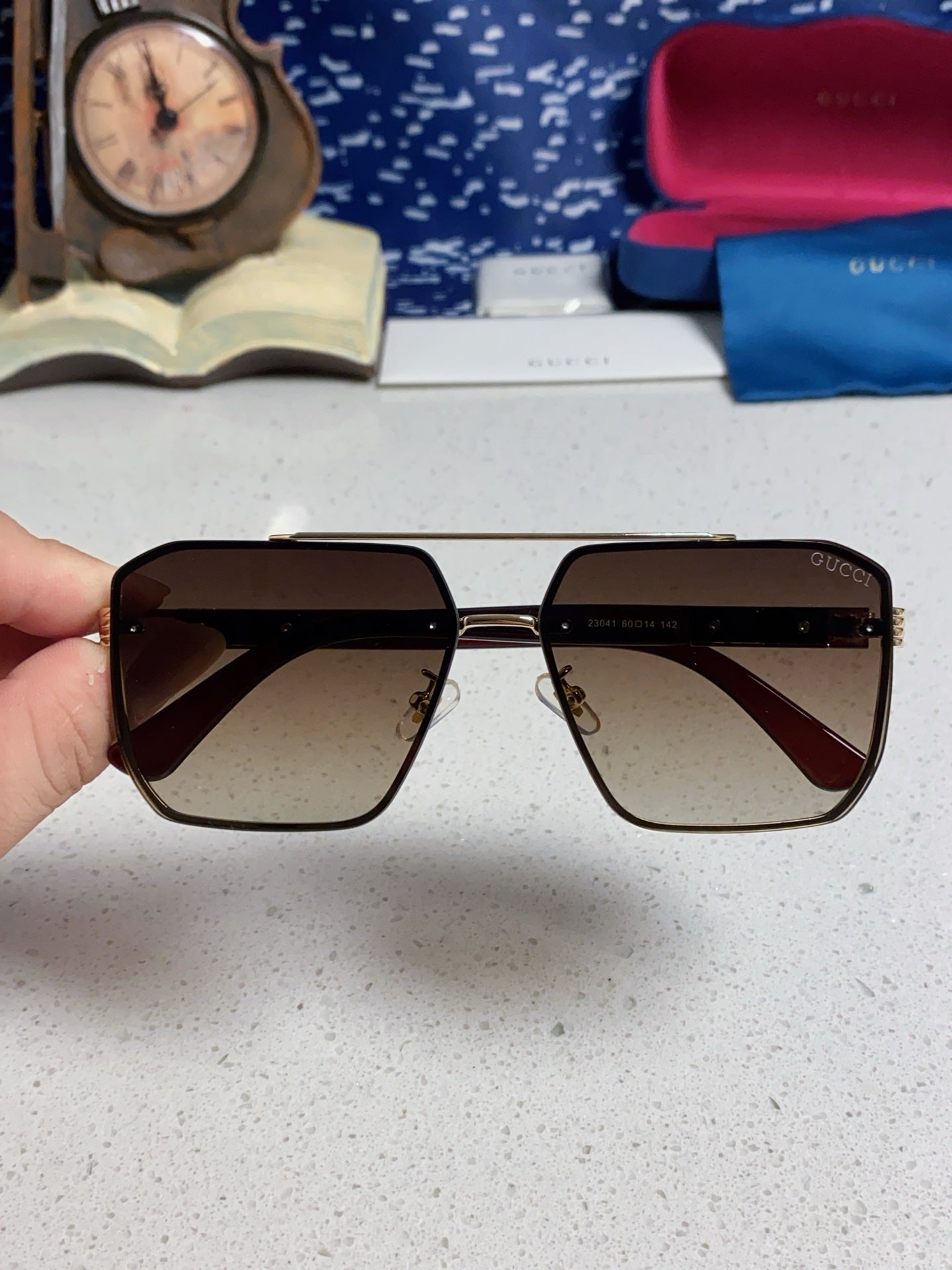 Gucci Polarized Rimless Brown Lens Sunglasses for Men & Women - detail image 4