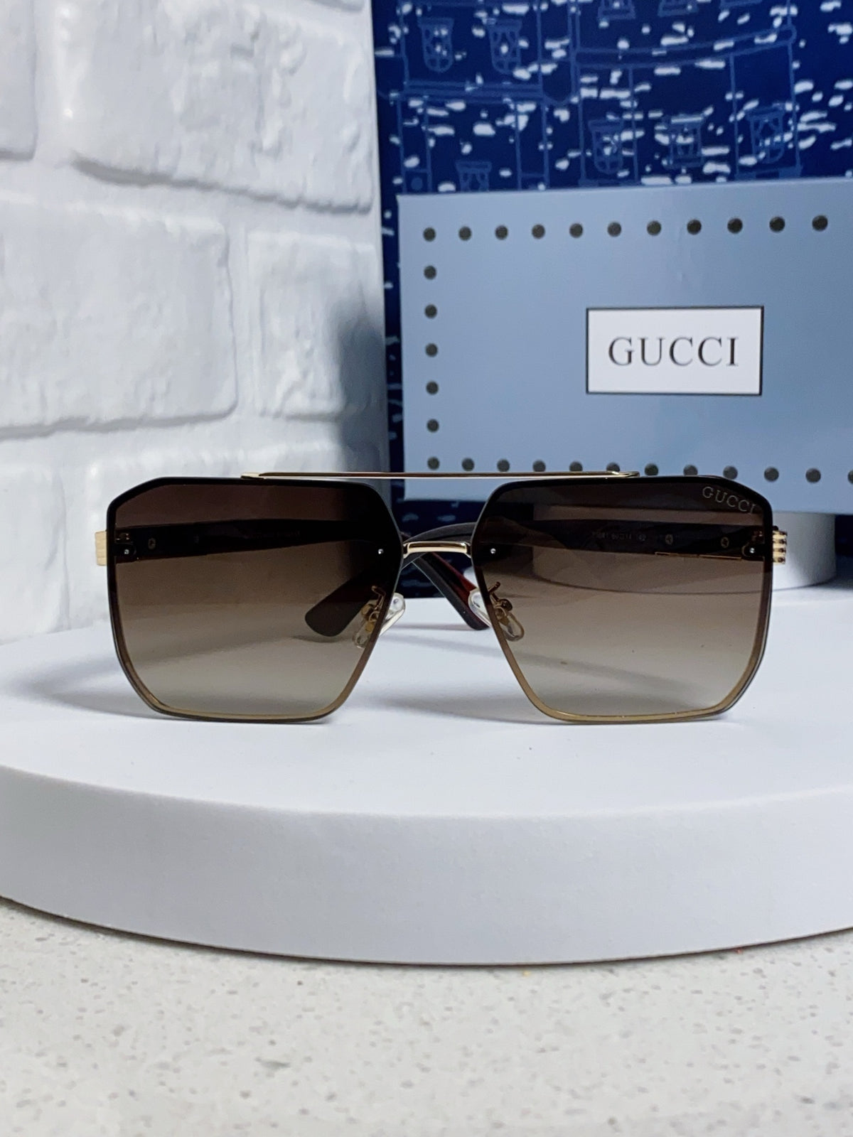 Gucci Polarized Rimless Brown Lens Sunglasses for Men & Women - detail image 2