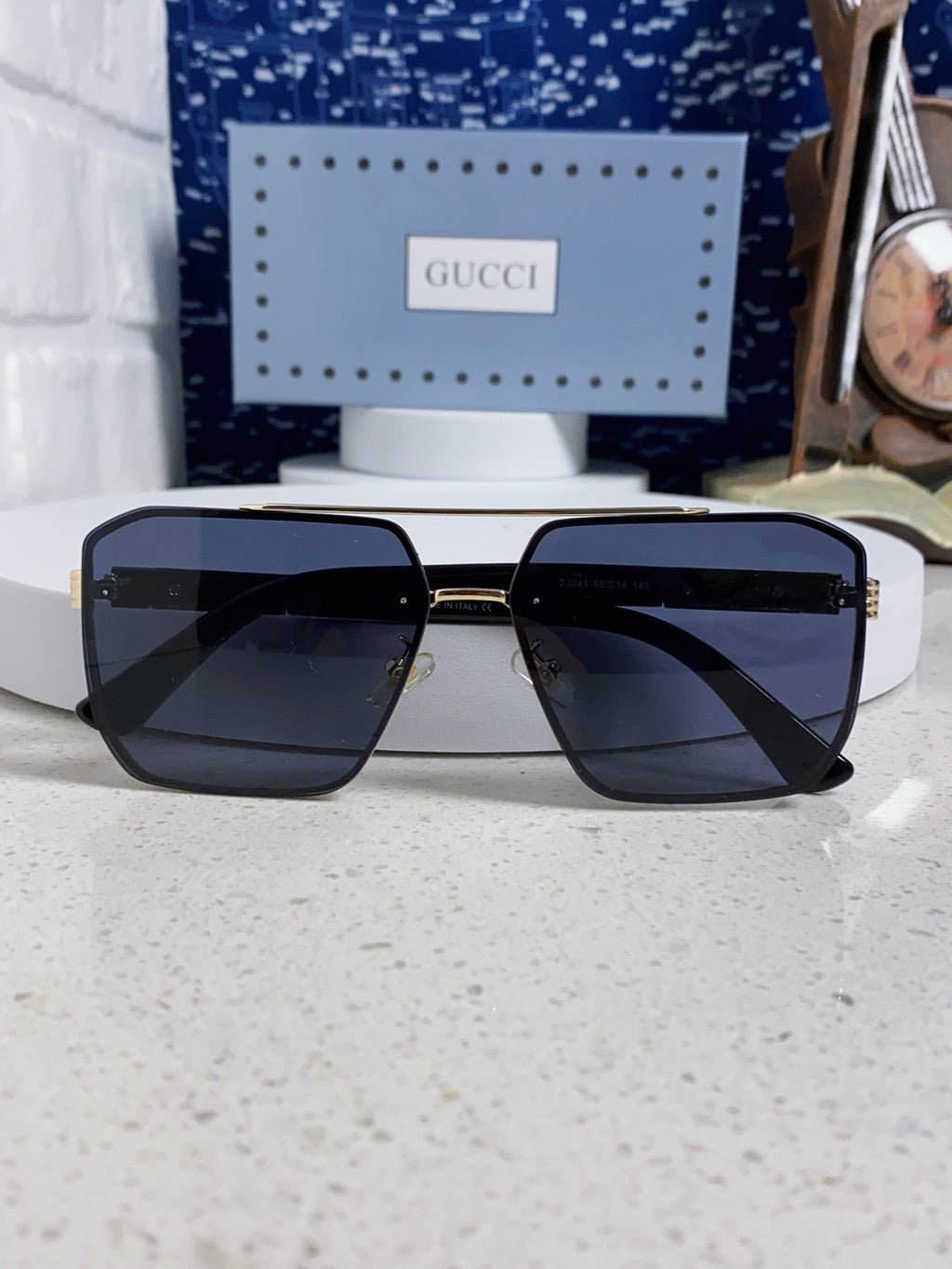 Gucci Polarized Rimless Blue Lens Sunglasses for Men & Women - detail image 9