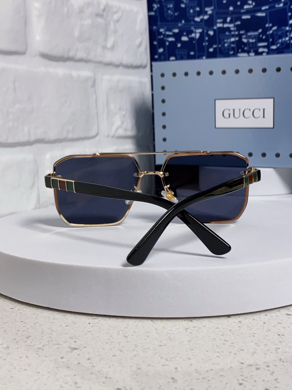 Gucci Polarized Rimless Blue Lens Sunglasses for Men & Women - detail image 3