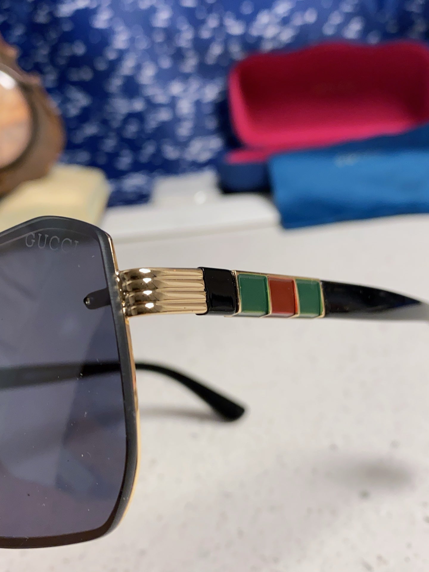 Gucci Polarized Rimless Blue Lens Sunglasses for Men & Women - detail image 7