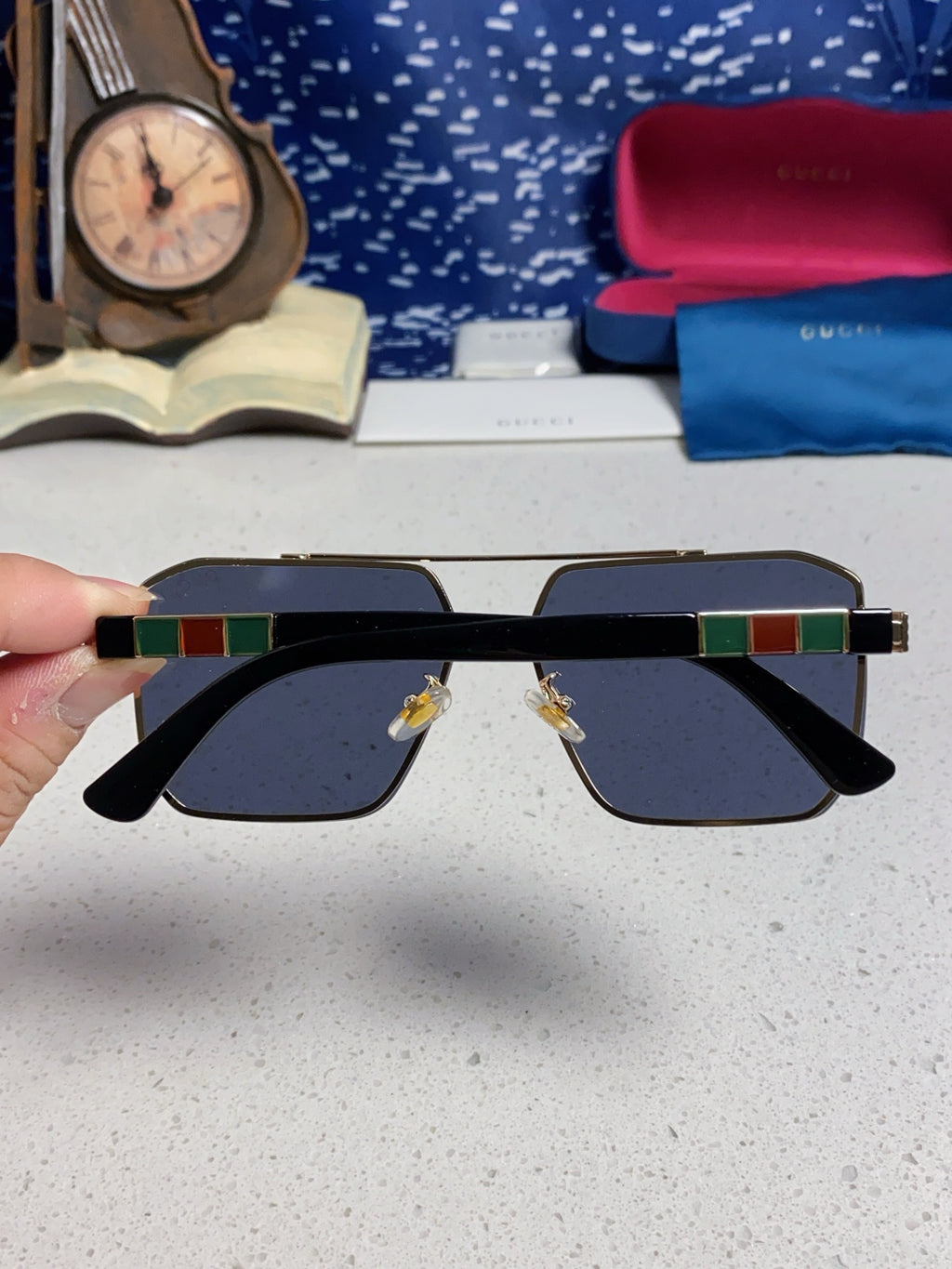 Gucci Polarized Rimless Blue Lens Sunglasses for Men & Women - detail image 5