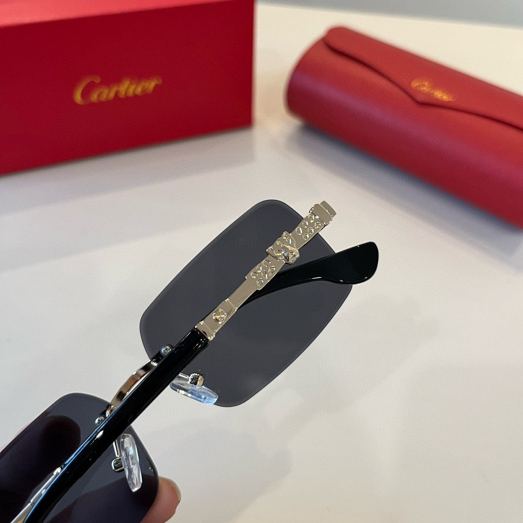 Cartier Lightweight Metal Rimless Silver Lens Sunglasses for Men & Wo - 358488 - detail image 6