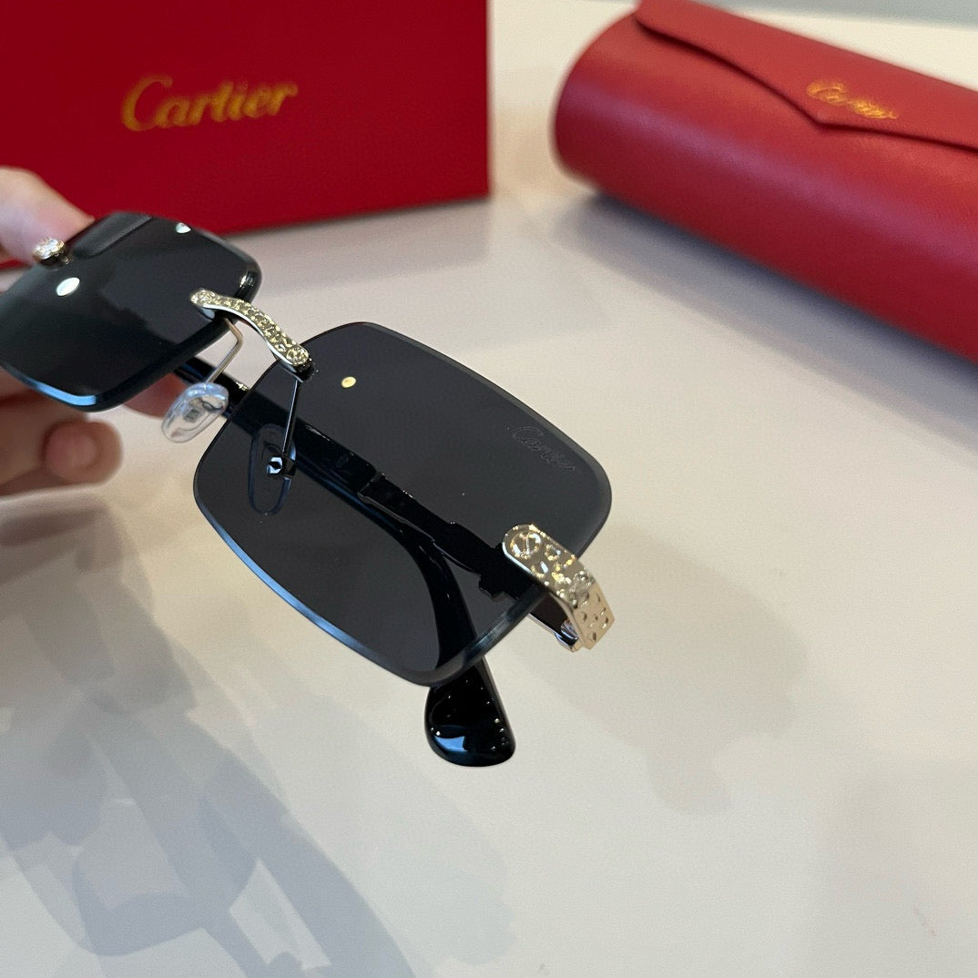 Cartier Lightweight Metal Rimless Silver Lens Sunglasses for Men & Wo - 358488 - detail image 7