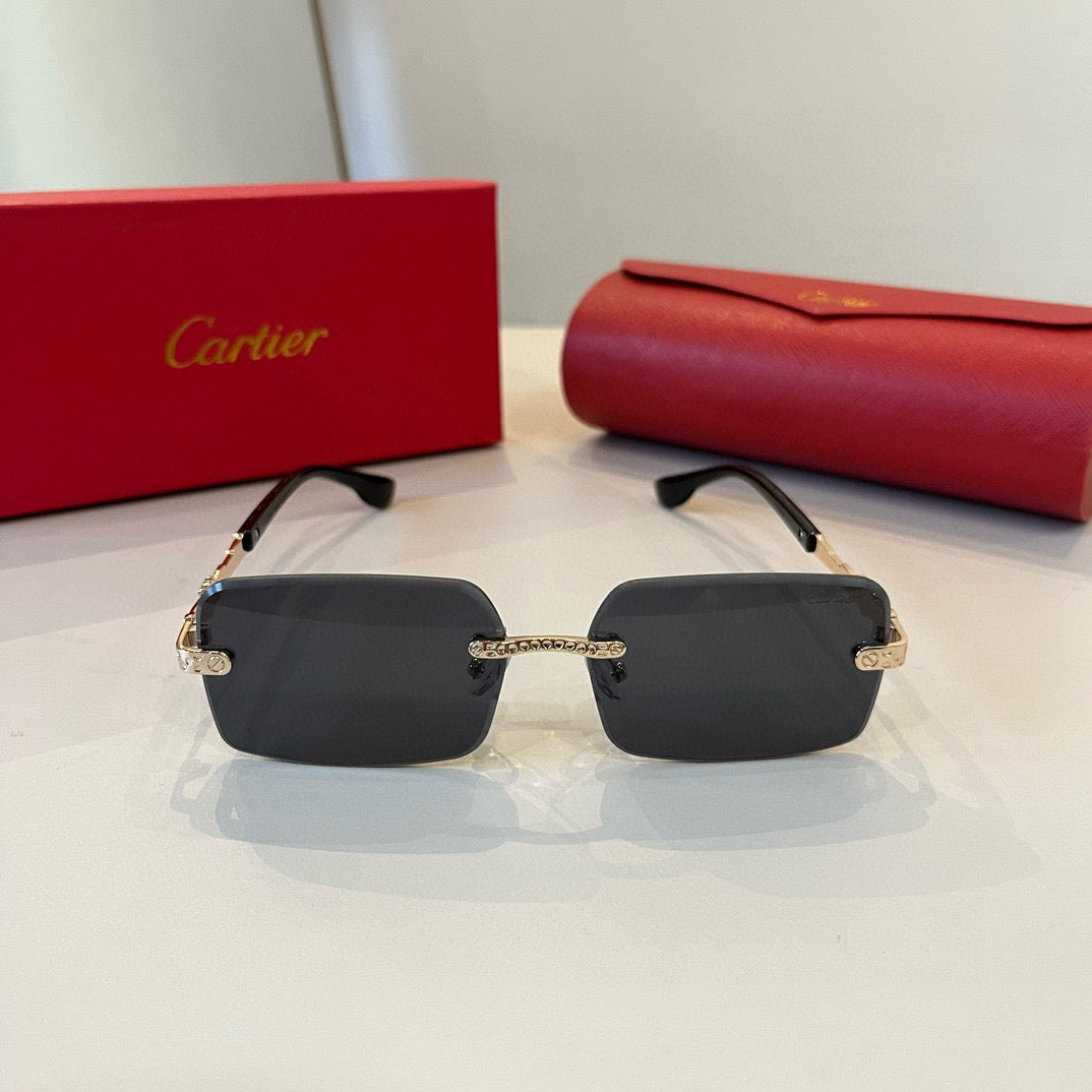 Cartier Lightweight Metal Rimless Silver Lens Sunglasses for Men & Wo - 358488 - detail image 2