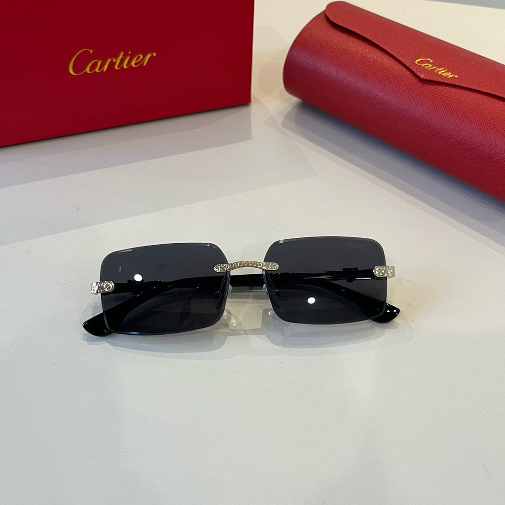 Cartier Lightweight Metal Rimless Silver Lens Sunglasses for Men & Wo - 358488 - detail image 5